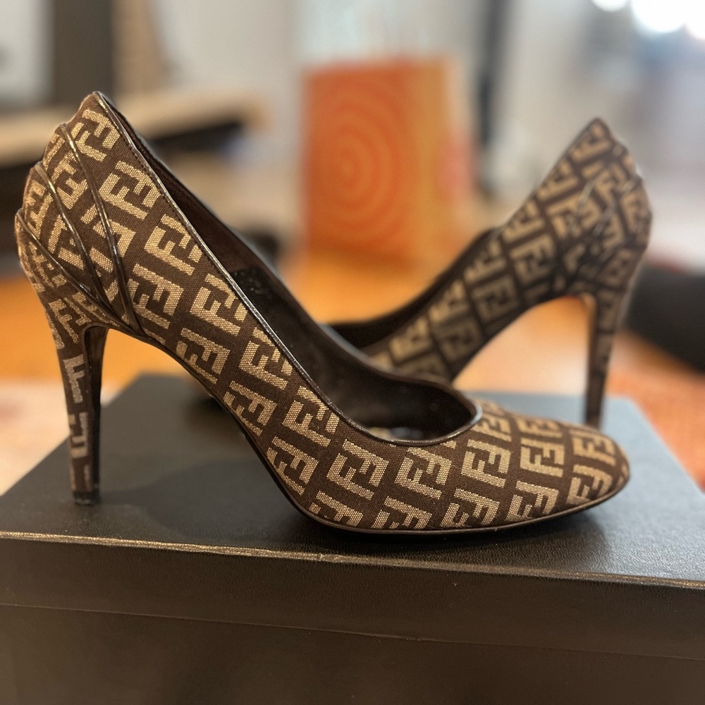 Fendi Brown Monogram Women's Heels